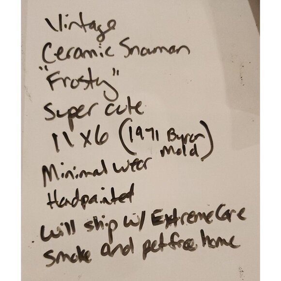 Vintage Ceramic Snowman Figurine With Polka Dot Scarf  Top Hat Decoration - Picture 12 of 12